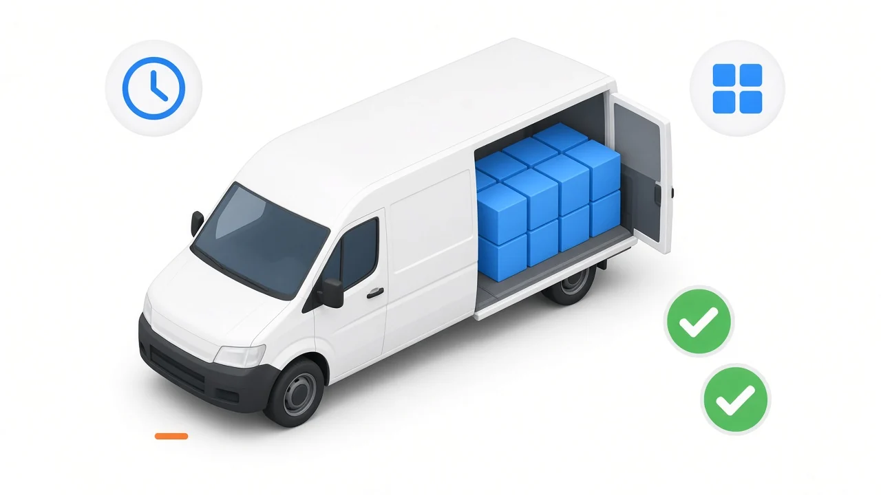 Van planned against capacity, time windows and completed checks