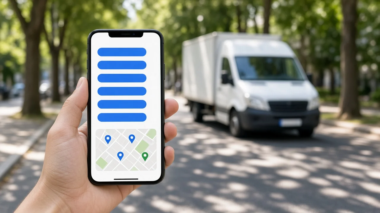 Driver following a vRouted run sheet on a phone